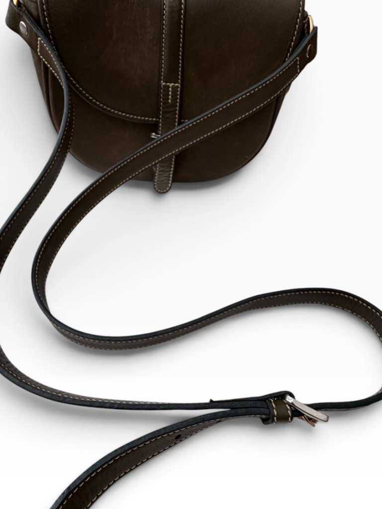 Tusting Cardington Leather Saddle Crossbody Bag Olive Handmade England Vintage — image 2 of 8